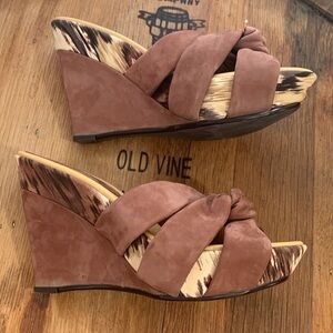 Via Spiga | Brown Suede Slip On Platform Heels 6.5